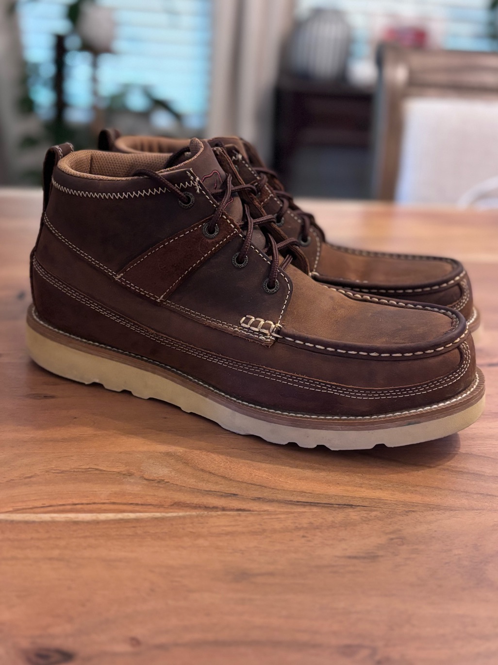 Men's Twisted X Brown Oiled Saddle Crepe Wedge Steel Toe Lace Up Work Boots